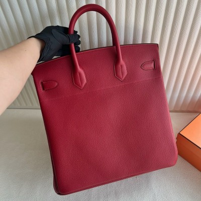 Hermes HAC Birkin 40 Handmade Bag in Red Clemence Leather LDBS242262