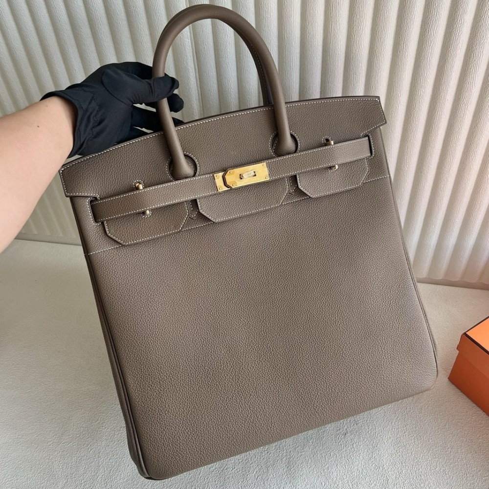 Hermes HAC Birkin 40 Handmade Bag in Taupe Clemence Leather LDBS242263