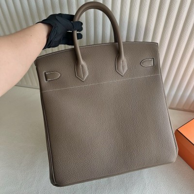 Hermes HAC Birkin 40 Handmade Bag in Taupe Clemence Leather LDBS242263