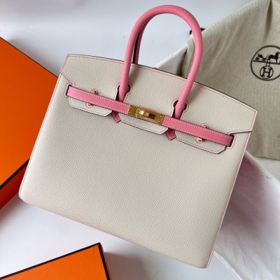 Hermes HSS Birkin 25 Sellier Bag in Craie and Rose Confetti Epsom Calfskin LDBS242310