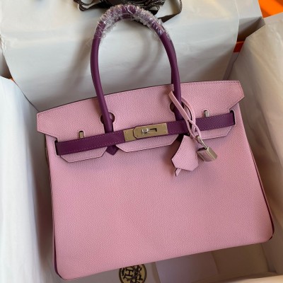 Hermes HSS Birkin 30 Bicolor Bag in Mauve Sylvestre and Anemone Epsom Calfskin LDBS242316