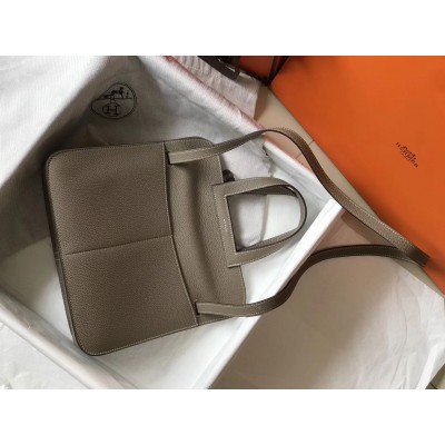 Hermes Halzan Bag In Grey Clemence Leather LDBS242268