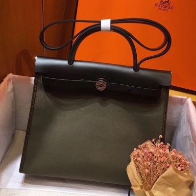 Hermes Herbag Zip 31cm Bag In Black And Canopee LDBS242279