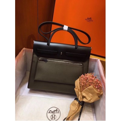 Hermes Herbag Zip 31cm Bag In Black And Canopee LDBS242279