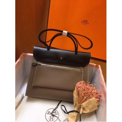 Hermes Herbag Zip 31cm Bag In Black And Taupe LDBS242280