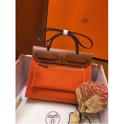 Hermes Herbag Zip 31cm Bag In Brown And Orange LDBS242284