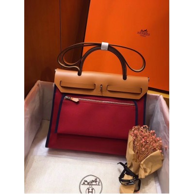 Hermes Herbag Zip 31cm Bag In Brown And Red LDBS242285