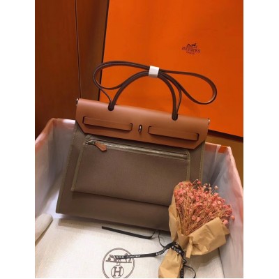 Hermes Herbag Zip 31cm Bag In Brown And Taupe LDBS242286