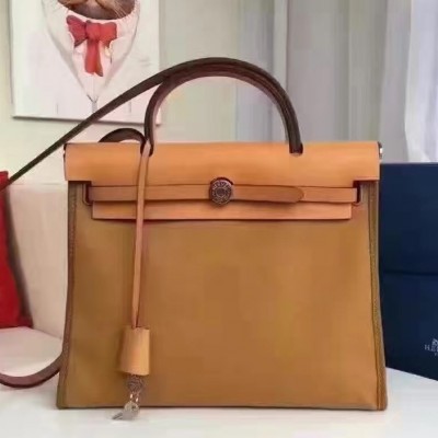 Hermes Herbag Zip PM 31cm Bag In Caramel Canvas LDBS242293