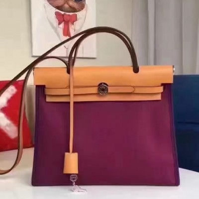 Hermes Herbag Zip PM 31cm Bag In Fuchsia Canvas LDBS242295