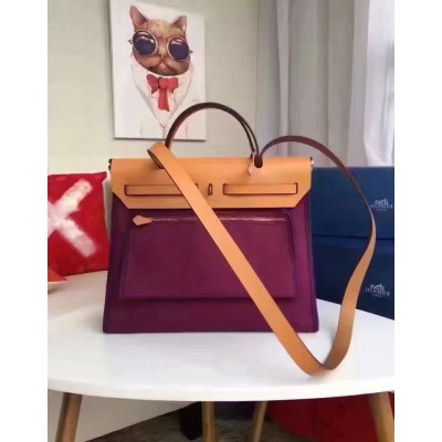 Hermes Herbag Zip PM 31cm Bag In Fuchsia Canvas LDBS242295