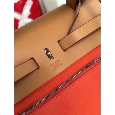 Hermes Herbag Zip PM 31cm Bag In Orange Canvas LDBS242297