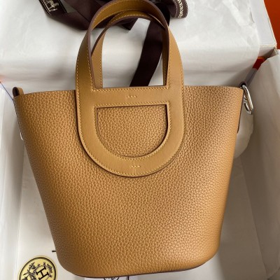 Hermes In The Loop 18 Handmade Bag in Biscuit Clemence Leather LDBS242323