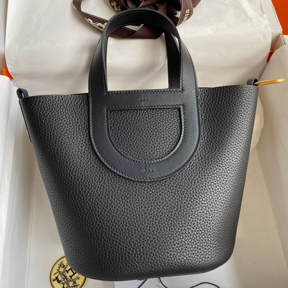 Hermes In The Loop 18 Handmade Bag in Black Clemence Leather LDBS242324