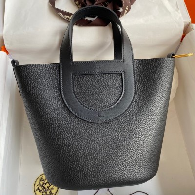 Hermes In The Loop 18 Handmade Bag in Black Clemence Leather LDBS242324