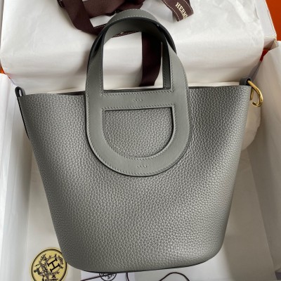 Hermes In The Loop 18 Handmade Bag in Gris Meyer Clemence Leather LDBS242328