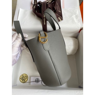 Hermes In The Loop 18 Handmade Bag in Gris Meyer Clemence Leather LDBS242328