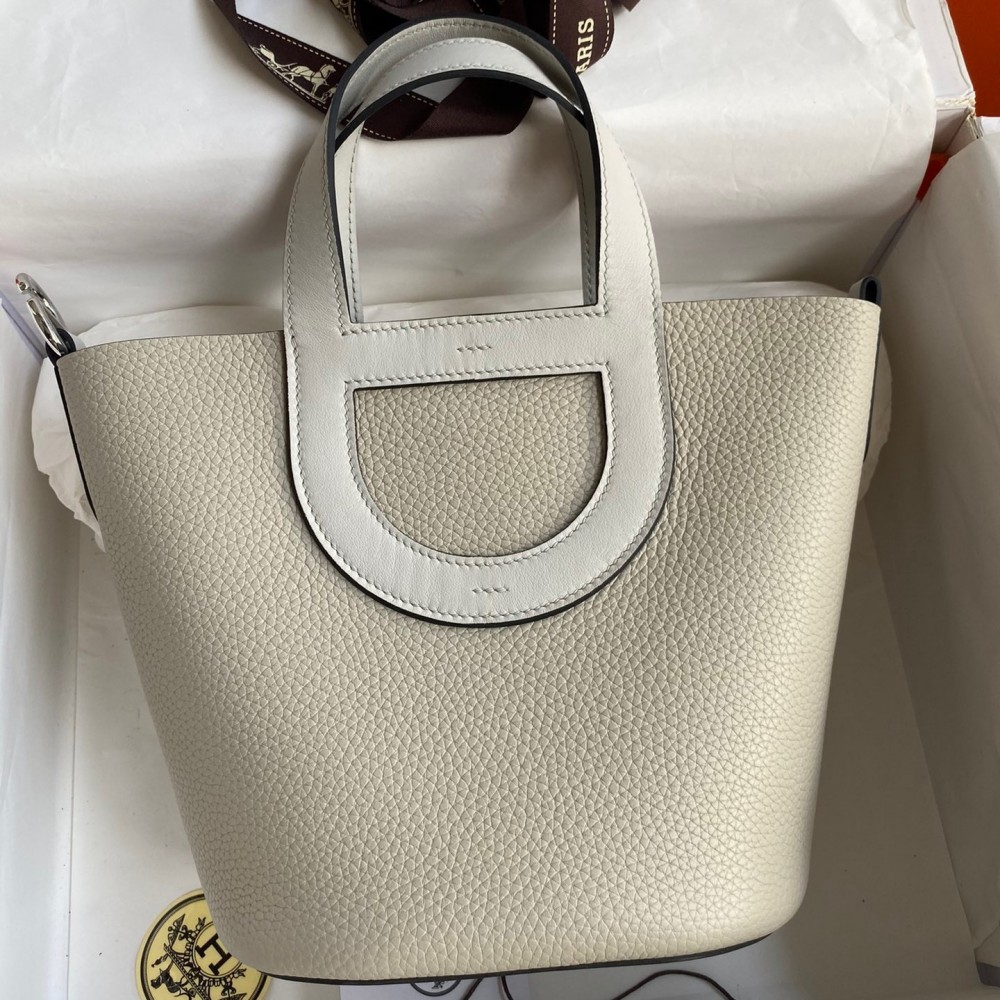 Hermes In The Loop 18 Handmade Bag in Pearl Grey Clemence Leather LDBS242330