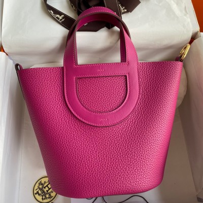 Hermes In The Loop 18 Handmade Bag in Rose Purple Clemence Leatherther LDBS242332