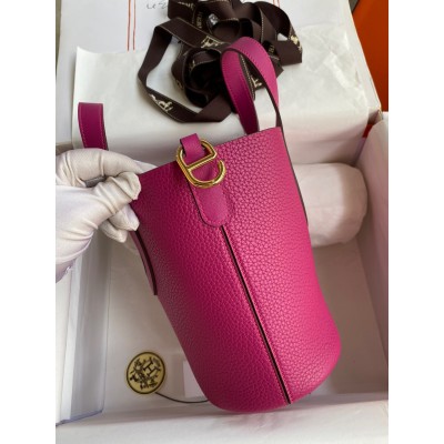 Hermes In The Loop 18 Handmade Bag in Rose Purple Clemence Leatherther LDBS242332