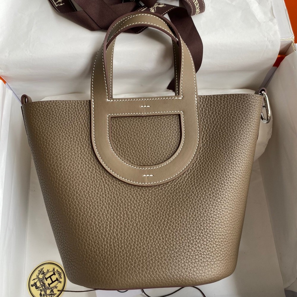 Hermes In The Loop 18 Handmade Bag in Taupe Clemence Leatherther LDBS242333