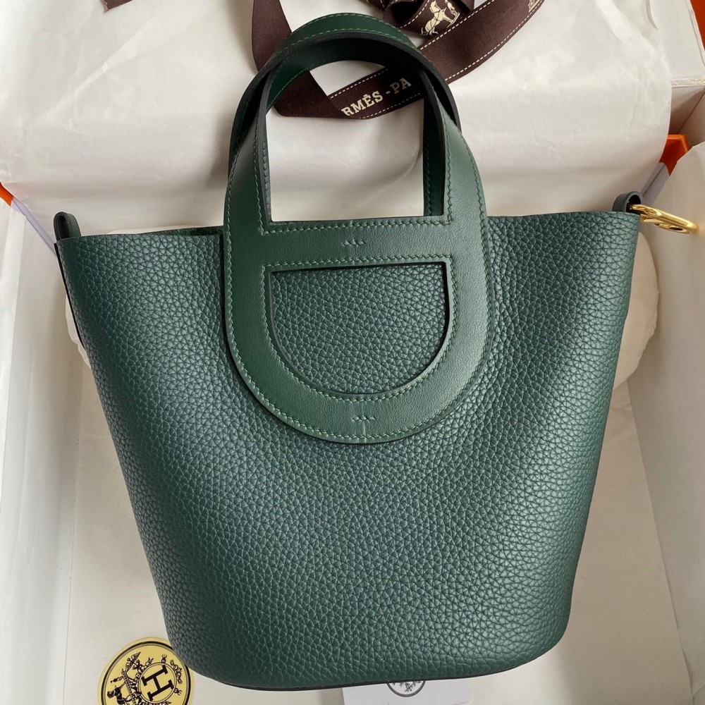 Hermes In The Loop 18 Handmade Bag in Vert Cypres Clemence Leather LDBS242335