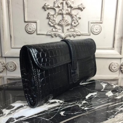 Hermes Jige Elan 29 Clutch In Black Crocodile Leather LDBS242339