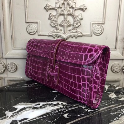 Hermes Jige Elan 29 Clutch In Fuchsia Crocodile Leather LDBS242344