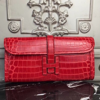 Hermes Jige Elan 29 Clutch In Red Crocodile Leather LDBS242347