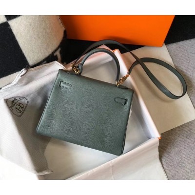 Hermes Kelly 25cm Retourne Bag In Vert Amande Clemence Leather LDBS242359