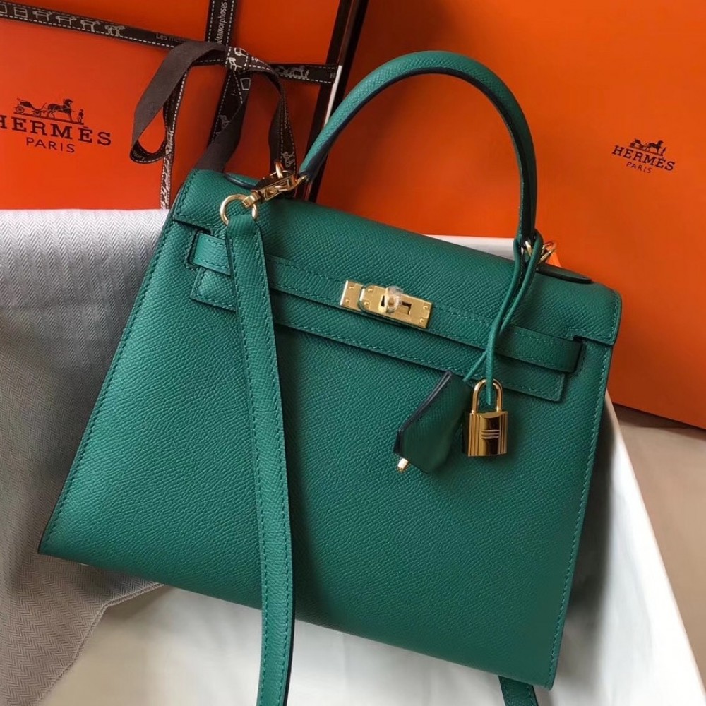 Hermes Kelly 25cm Sellier Bag In Malachite Epsom Leather LDBS242409