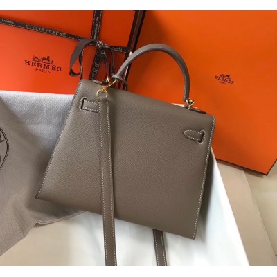 Hermes Kelly 25cm Sellier Bag In Taupe Epsom Leather LDBS242365