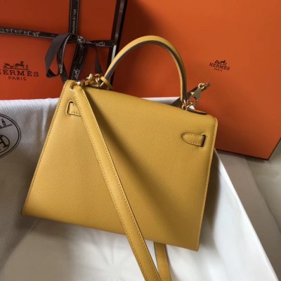 Hermes Kelly 25cm Sellier Bag In Yellow Epsom Leather LDBS242368