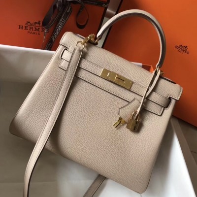 Hermes Kelly 28cm Retourne Bag In Argile Clemence Leather LDBS242381