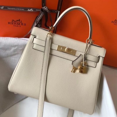 Hermes Kelly 28cm Retourne Bag In Beton Clemence Leather LDBS242382