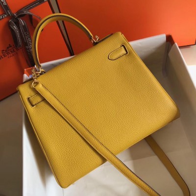 Hermes Kelly 28cm Retourne Bag In Soleil Clemence Leather LDBS242383