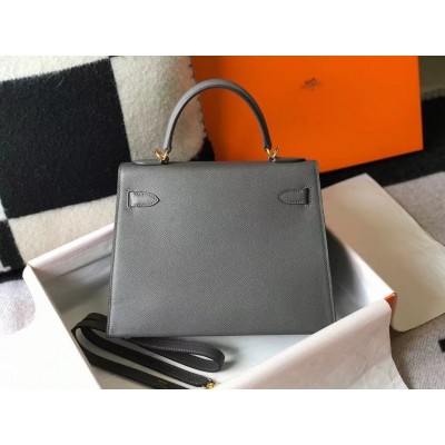 Hermes Kelly 28cm Sellier Bag In Ardoise Epsom Leather LDBS242384