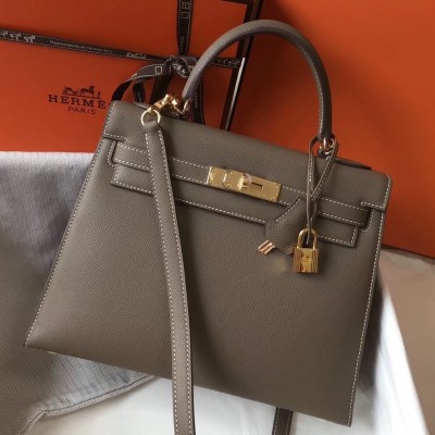 Hermes Kelly 28cm Sellier Bag In Taupe Epsom Leather LDBS242391