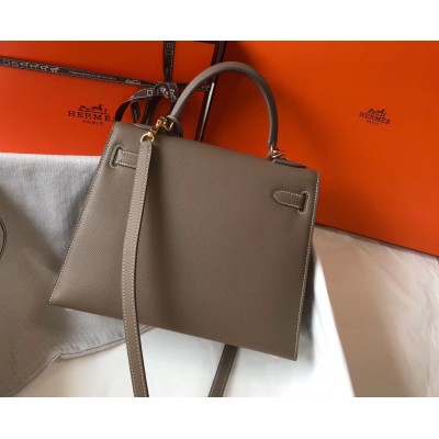 Hermes Kelly 28cm Sellier Bag In Taupe Epsom Leather LDBS242391