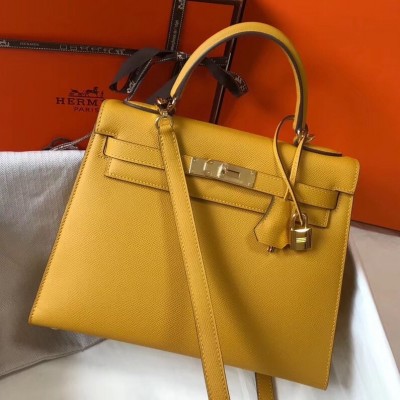 Hermes Kelly 28cm Sellier Bag In Yellow Epsom Leather LDBS242394