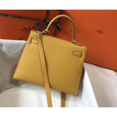 Hermes Kelly 28cm Sellier Bag In Yellow Epsom Leather LDBS242394