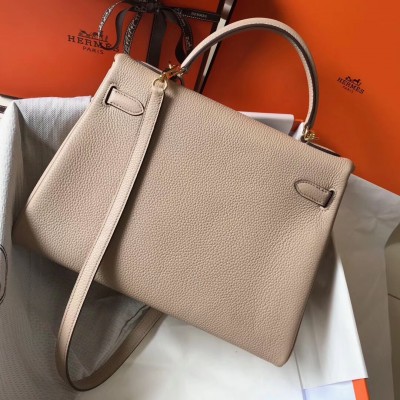 Hermes Kelly 32cm Retourne Bag In Argile Clemence Leather LDBS242395