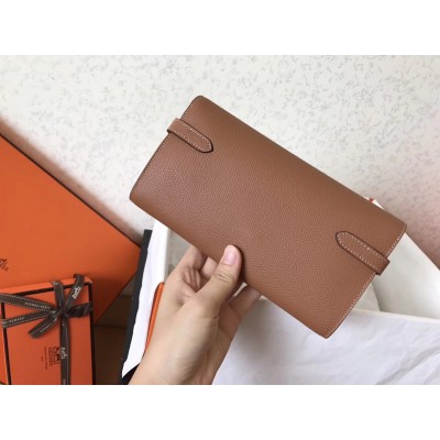 Hermes Kelly Classic Long Wallet In Brown Epsom Leather LDBS242404