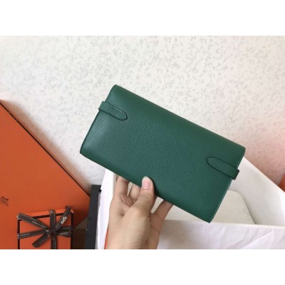 Hermes Kelly Classic Long Wallet In Malachite Epsom Leather LDBS242408