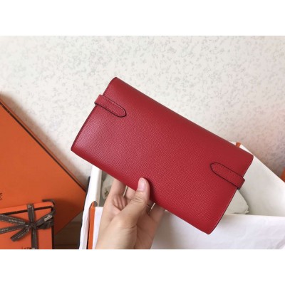 Hermes Kelly Classic Long Wallet In Red Epsom Leather LDBS242413