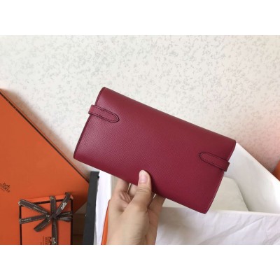 Hermes Kelly Classic Long Wallet In Ruby Epsom Leather LDBS242414