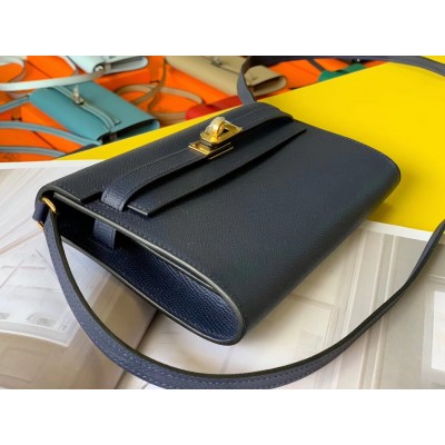 Hermes Kelly Classique To Go Wallet In Dark Blue Epsom Calfskin LDBS242422