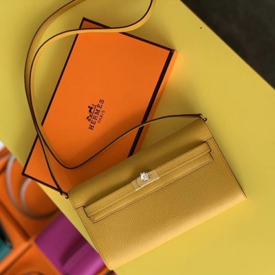 Hermes Kelly Classique To Go Wallet In Yellow Epsom Calfskin LDBS242433