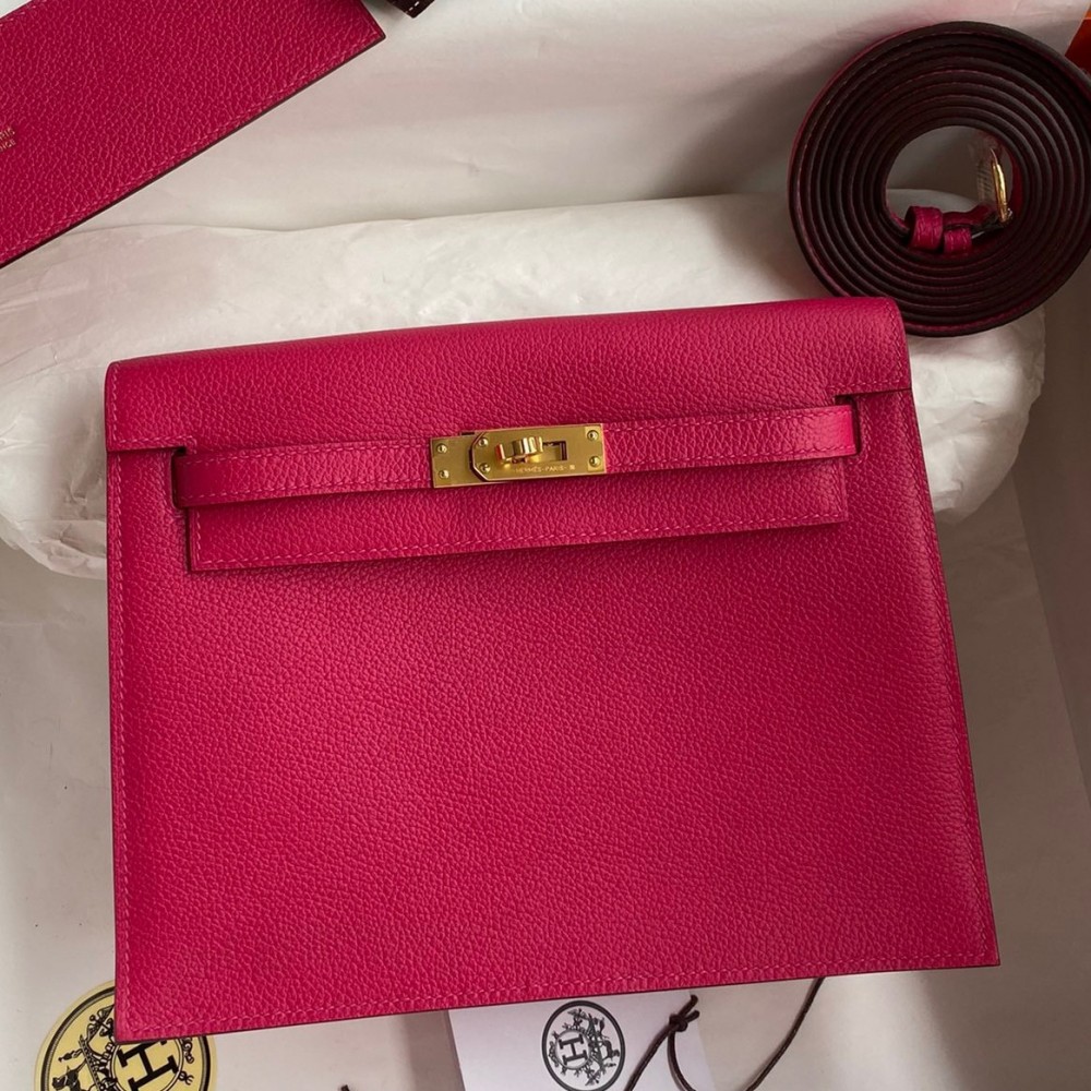 Hermes Kelly Danse II Bag In Rose Mexico Evercolor Calfskin LDBS242441