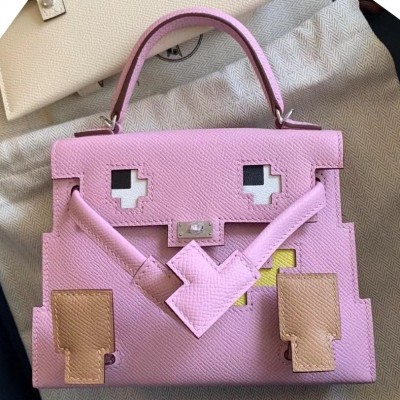 Hermes Kelly Doll Picto Bag in Mauve Sylvestre Epsom Calfskin LDBS242446